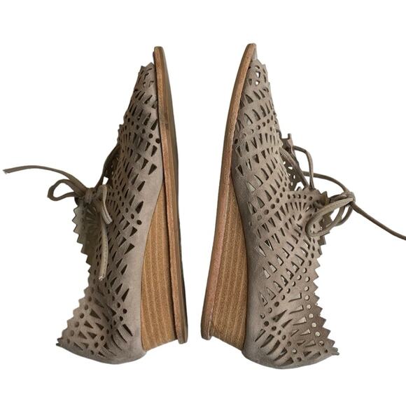 Jeffrey Campbell Espejo Suede Leather Low Wedge Lace Up Sandals Women’s Size 6.5 - Picture 9 of 13